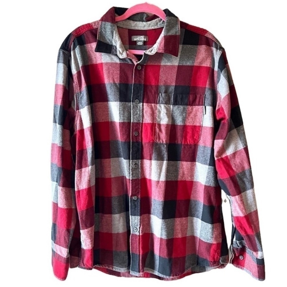 Eddie Bauer Men Button Up Flannel Shirt Size XXL Red Black Plaid